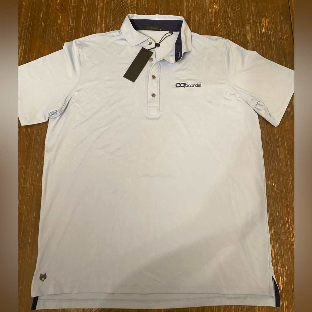 NEW Greyson Men's Tala Golf Polo Wolf Blue Golf Club Shirt Sz Large